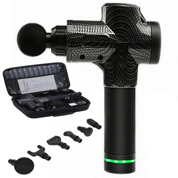 Перкуссионный массажный пистолет Rlaxyoo S3 2400 мАч для мышц - 30 режимов, 6 насадок