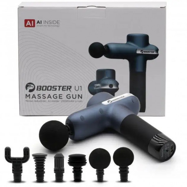 Перкуссионный массажный пистолет Lightsaber Booster U1 2500 мАч - массажер для тела и мышц с 6 насадками