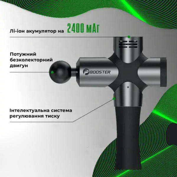 Перкуссионный массажер Booster Pro 3 для тела и мышц с 6 насадками