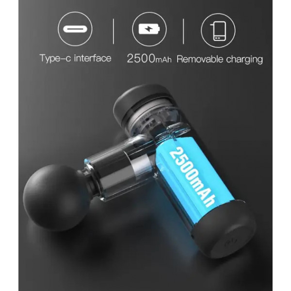 Перкуссионный массажный пистолет Booster Mini X 2500mAh с кейсом и 6 насадками