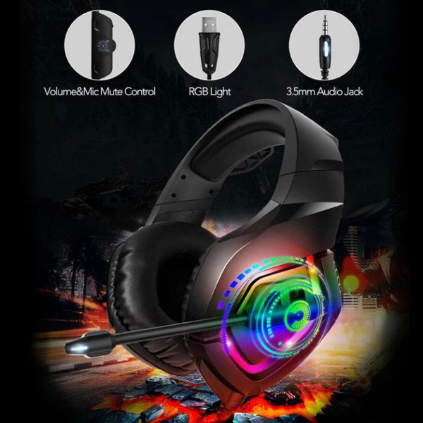  Ігрові навушники ONIKUMA K1-B з LED підсвіткою та мікрофоном