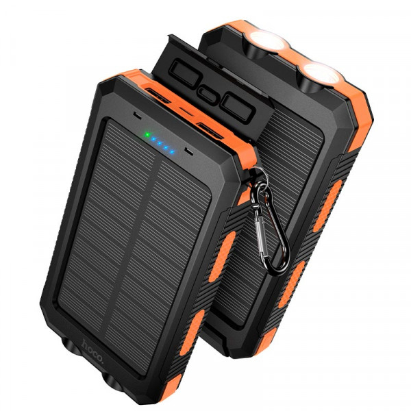 Павербанк HOCO J164 Platinum Solar 8000mAh 2USB/Type-C с солнечной панелью и фонариком