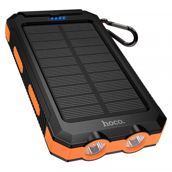 Павербанк HOCO J164 Platinum Solar 8000mAh 2USB/Type-C с солнечной панелью и фонариком