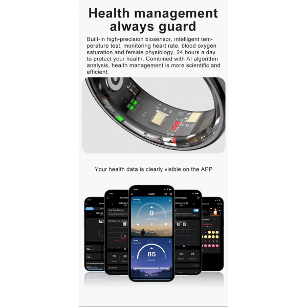 Смарт-кольцо R08 с зарядным футляром, размер 10