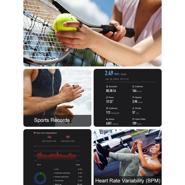 Смарт-кольцо R09 с зарядным футляром, размер 10 Silver