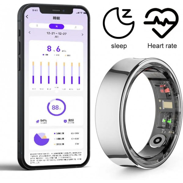 Смарт-кольцо R09 с зарядным футляром, размер 10 Silver