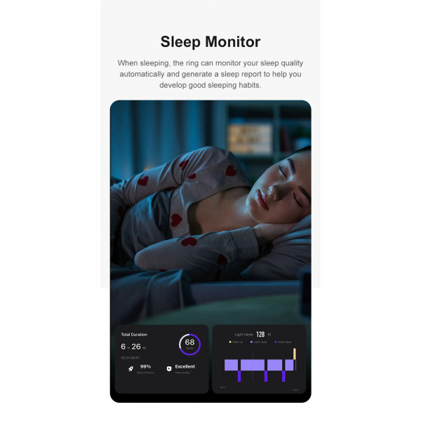 Смарт-кольцо R09 с зарядным футляром, размер 7 Gold