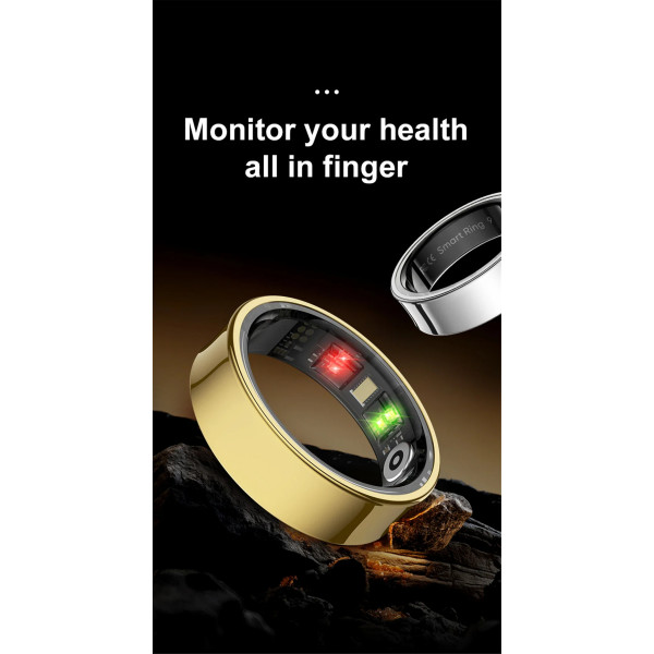 Смарт-кольцо R09 с зарядным футляром, размер 7 Gold