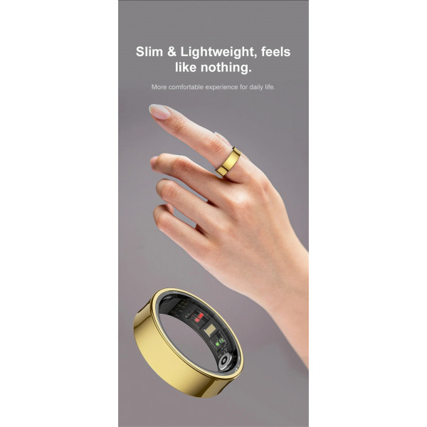 Смарт-кольцо R09 с зарядным футляром, размер 7 Gold