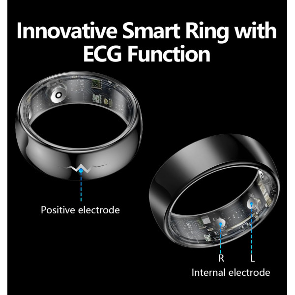 Смарт-кольцо Q520 с ЭКГ и зарядным футляром, размер 10 