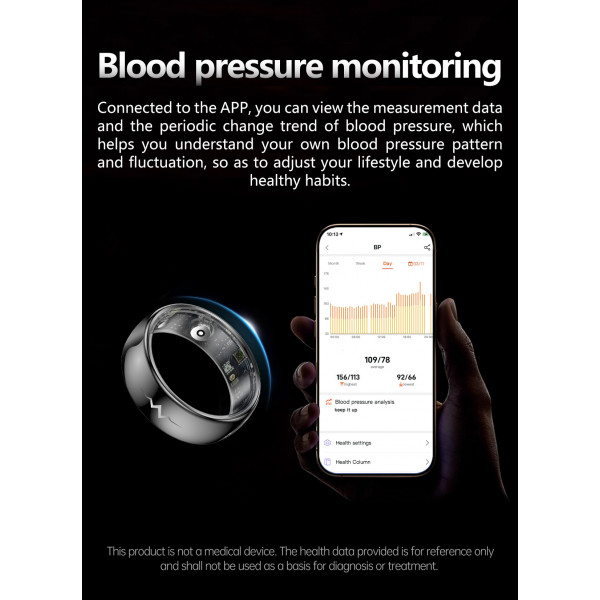 Смарт-кольцо Q520 с ЭКГ и зарядным футляром, размер 10 