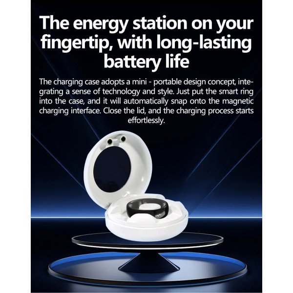 Смарт-кольцо Q520 с ЭКГ и зарядным футляром, размер 10 