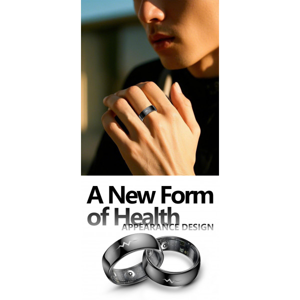 Смарт-кольцо Q520 с ЭКГ и зарядным футляром, размер 8