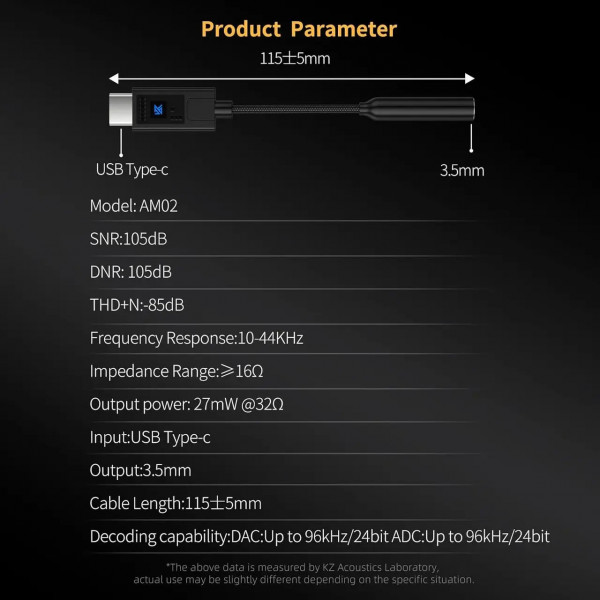 Портативний ЦАП KZ AM02 із Hi-Fi підсилювачем та еквалайзером