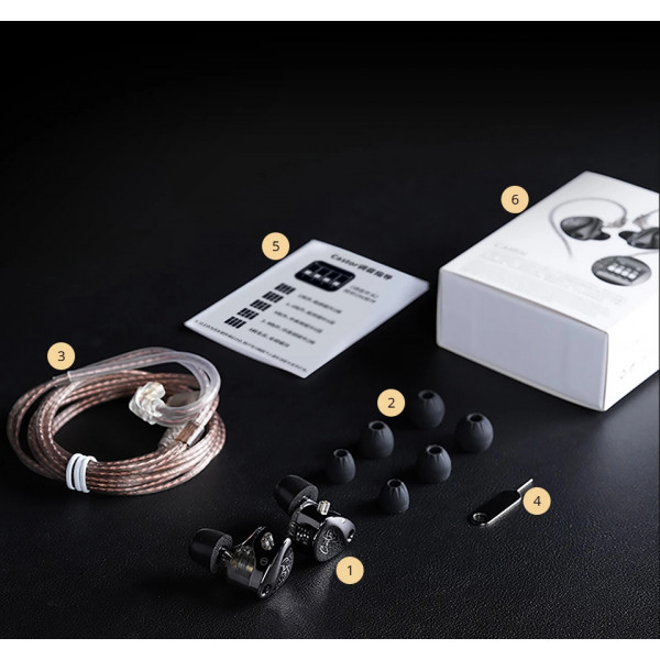 Вакуумні навушники KZ Castor Bass Hi-Fi дротові IEM з подвійним динамічним драйвером
