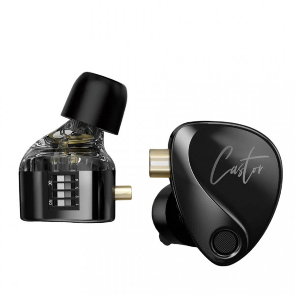  Вакуумні навушники KZ Castor BASS з подвійним динамічним драйвером та механічним налаштуванням звуку