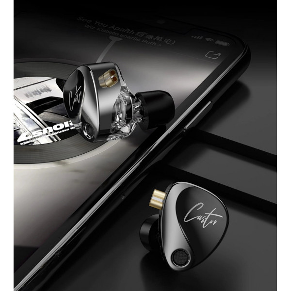 Вакуумні навушники KZ Castor Bass Hi-Fi дротові IEM з подвійним динамічним драйвером