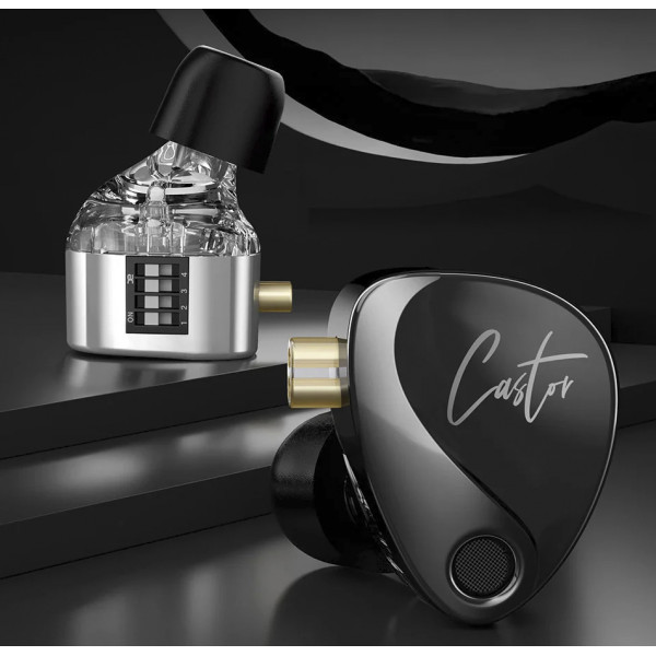 Вакуумні навушники KZ Castor Bass Hi-Fi дротові IEM з подвійним динамічним драйвером