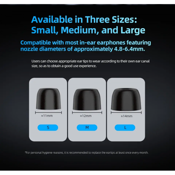 Амбушури KZ FT01 шумоізолюючі з ефектом пам'яті, 3 пари