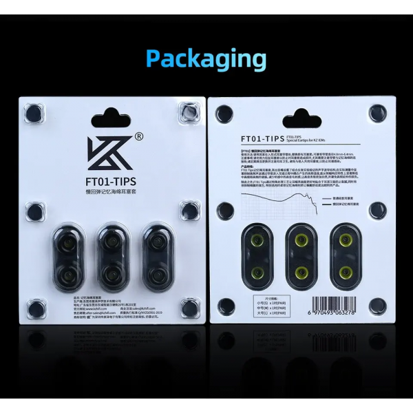 Амбушури KZ FT01 шумоізолюючі з ефектом пам'яті, 3 пари