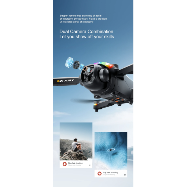 Квадрокоптер XKJ K21 MAX WiFi FPV 4K з подвійною камерою та LCD-екраном 4.3" на пульті