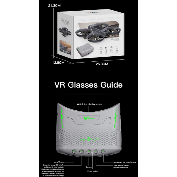 Квадрокоптер X226 з камерою 8K та окулярами віртуальної реальності