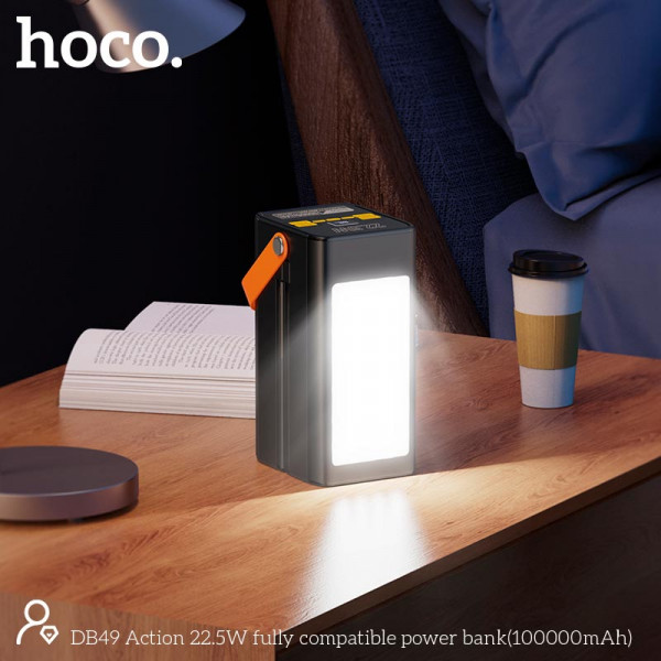 Внешний аккумулятор УМБ HOCO DB49 Action 100000mAh 22.5W с быстрой зарядкой и фонариком