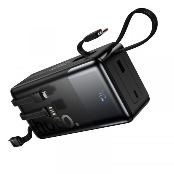 Внешний аккумулятор УМБ HOCO J156B Founder 30000mAh 22.5W с встроенными кабелями и быстрой зарядкой