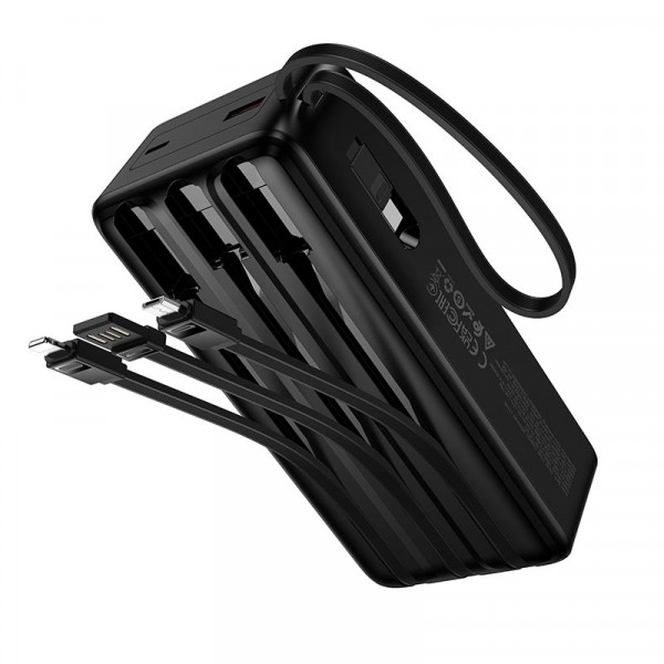 Внешний аккумулятор УМБ HOCO J156B Founder 30000mAh 22.5W с встроенными кабелями и быстрой зарядкой