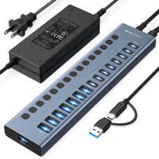 USB hub Acasis HB16 Pro на 16 портов – 8 USB-A и 8 USB-C USB 3.2 с питанием 96W