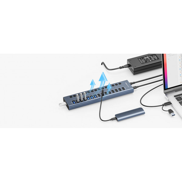 USB hub Acasis HB16 Pro на 16 портов – 8 USB-A и 8 USB-C USB 3.2 с питанием 96W