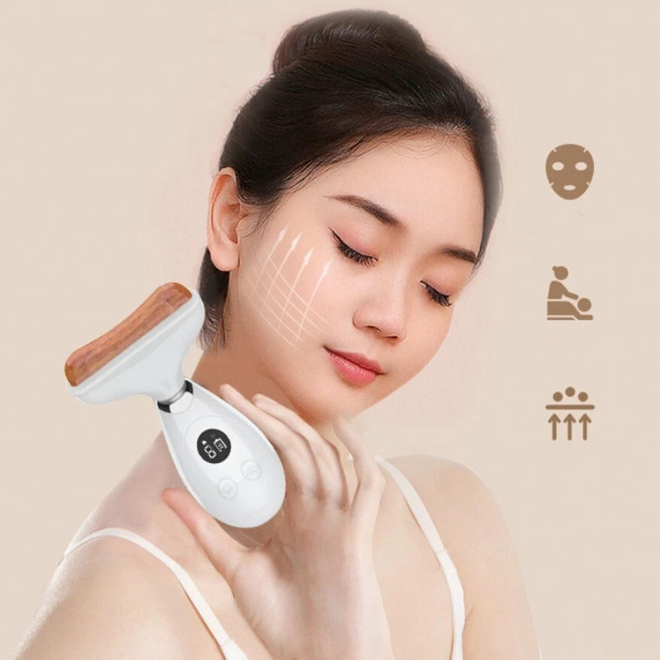 Микротоковый массажер Гуаша BM039 с камнем Бьянстоун и LED-терапией