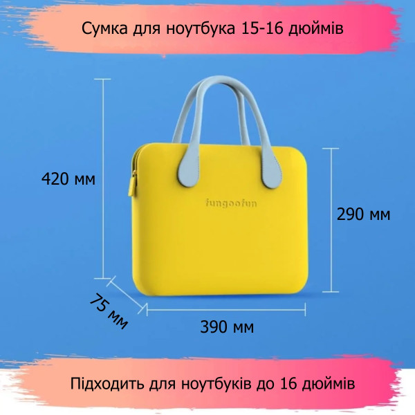 Сумка для ноутбука 15.6" Fungoofun Yellow з EVA та захистом від вологи
