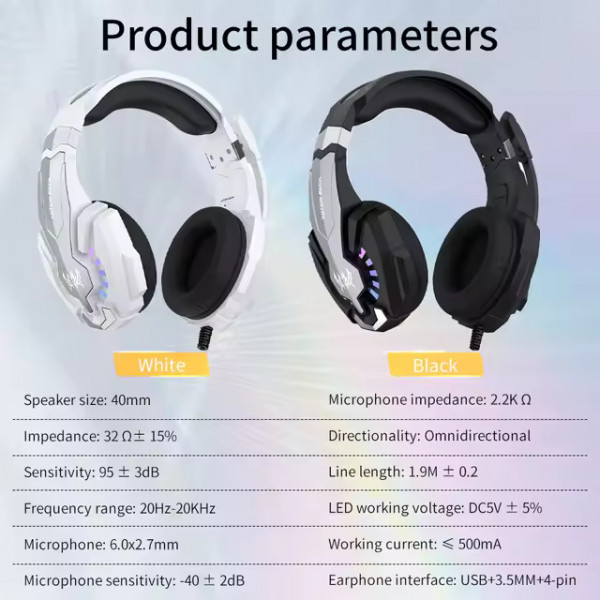 Ігрова гарнітура KOTION EACH G9000 Plus для ПК та консолей з RGB-підсвічуванням і мікрофоном