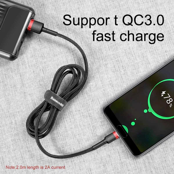 Кабель Baseus Cafule CATKLF-A91 USB - Type-C 0.5м з підтримкою швидкої зарядки QC3.0 3A