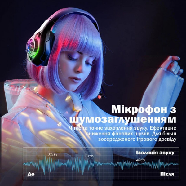 Ігрова гарнітура Kotion Each GS410 Ultra 2.4G з віртуальним звуком 7.1 для ПК та консолей