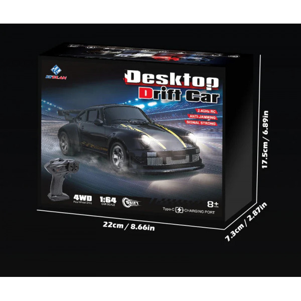 Дрифт машинка на радиоуправлении RC Drift car KF20 1:64 4WD с LED-подсветкой и быстрой зарядкой