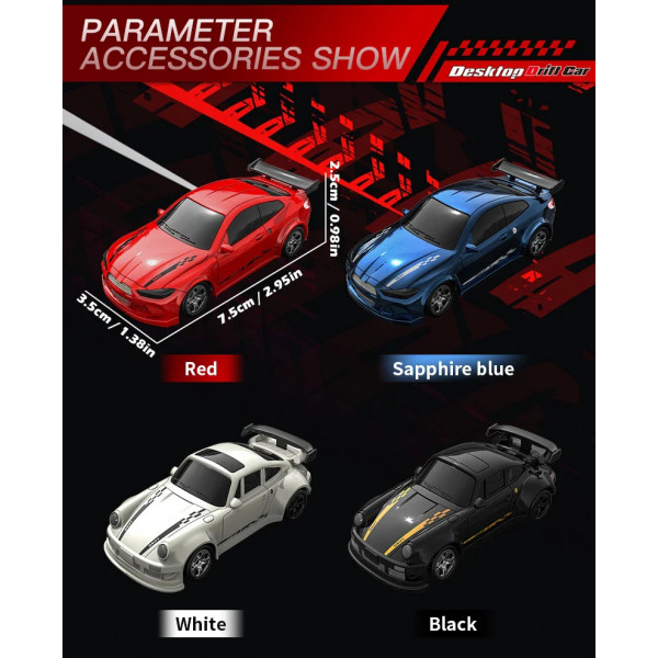 Дрифт машинка на радиоуправлении RC Drift car KF20 1:64 4WD с LED-подсветкой и быстрой зарядкой