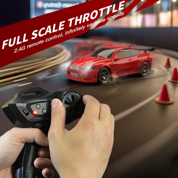 Дрифт машинка на радиоуправлении RC Drift car KF20 1:64 4WD с LED-подсветкой и быстрой зарядкой