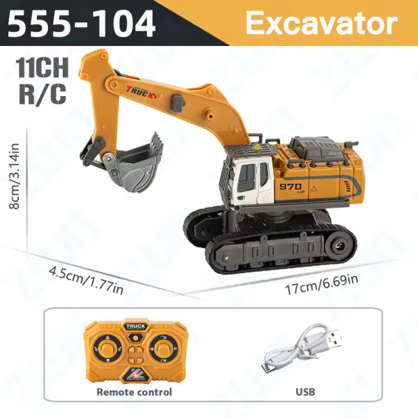 Екскаватор на радіокеруванні RC 555-104 1:64 зі світлом та звуком, керування через додаток