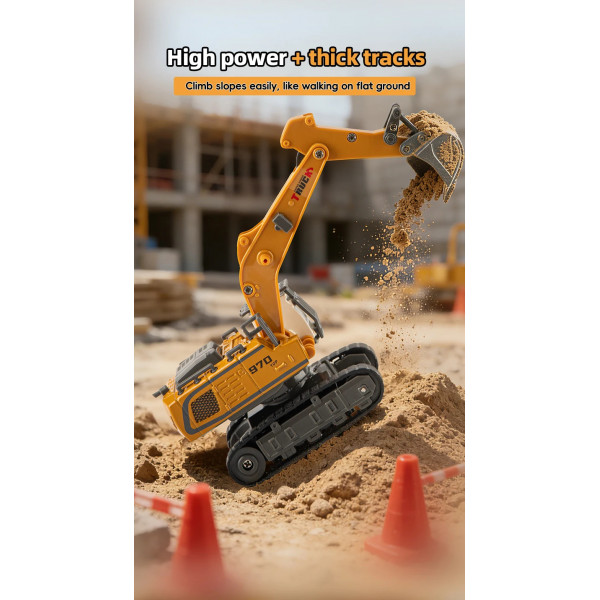 Екскаватор на радіокеруванні RC 555-104 1:64 зі світлом та звуком, керування через додаток