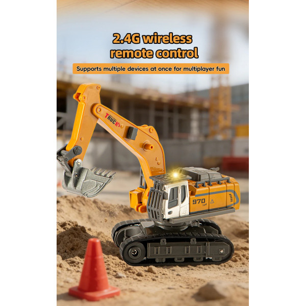 Екскаватор на радіокеруванні RC 555-104 1:64 зі світлом та звуком, керування через додаток