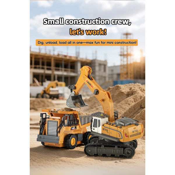 Екскаватор на радіокеруванні RC 555-104 1:64 зі світлом та звуком, керування через додаток