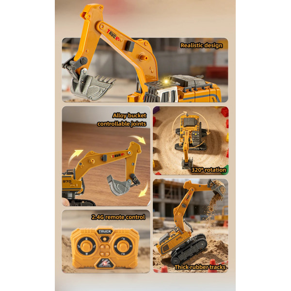Екскаватор на радіокеруванні RC 555-104 1:64 зі світлом та звуком, керування через додаток