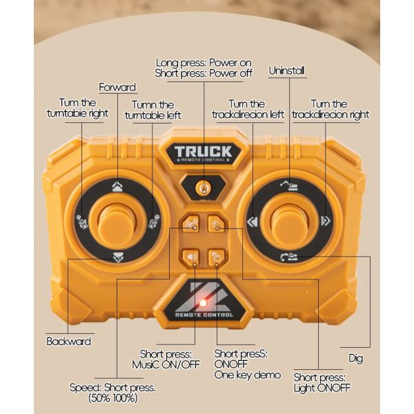 Екскаватор на радіокеруванні RC 555-104 1:64 зі світлом та звуком, керування через додаток