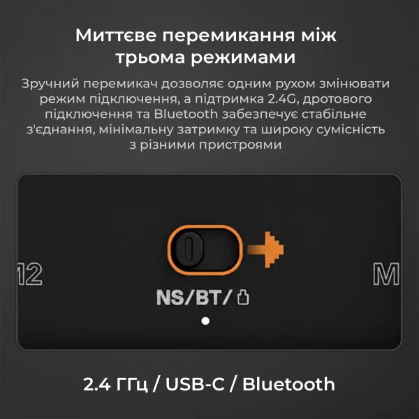 Бездротовий геймпад Ajazz GP100 RGB 1000Hz з Hall-тригерами 2.4G та Bluetooth 