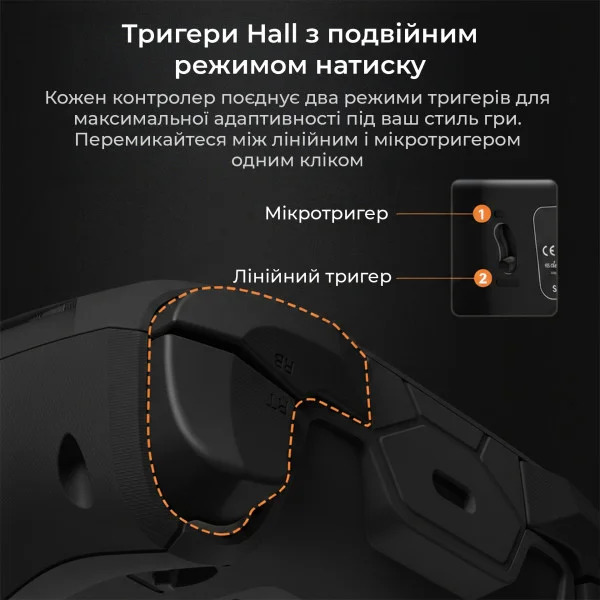 Бездротовий геймпад Ajazz GP100 RGB 1000Hz з Hall-тригерами 2.4G та Bluetooth 