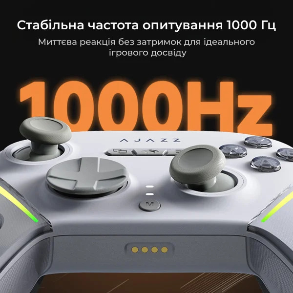 Бездротовий геймпад Ajazz GP100 RGB 1000Hz з Hall-тригерами 2.4G та Bluetooth 