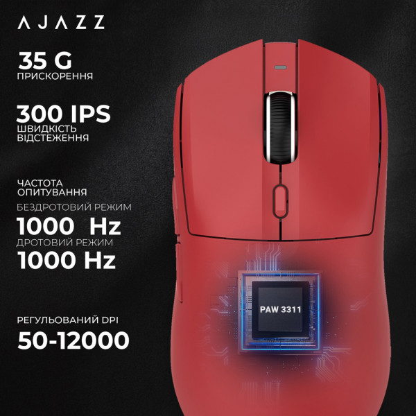 Бездротова миша Ajazz AJ139 V2 MC 12000 DPI з сенсором PixArt та 1000Hz