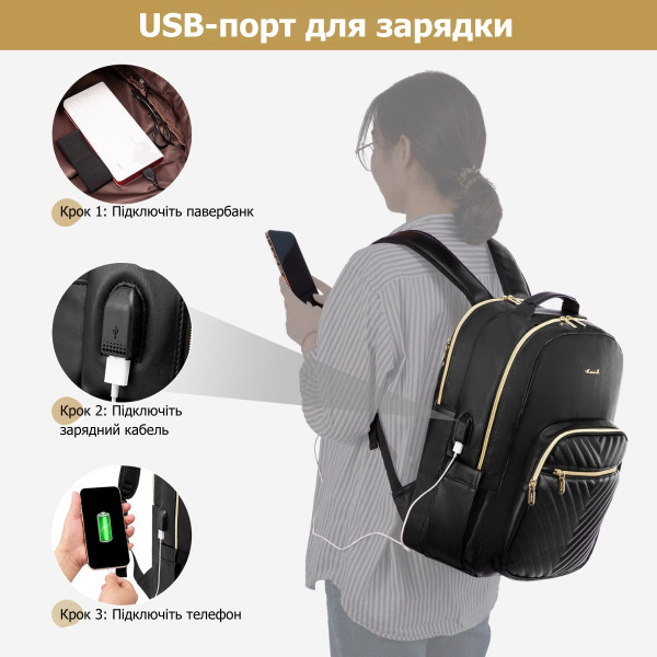 Женский рюкзак для ноутбука 15,6” Lovevook с водоотталкивающим покрытием и USB-портом
